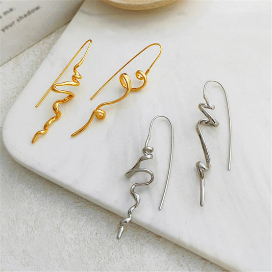 Asymmetric Wire Drop Earrings
